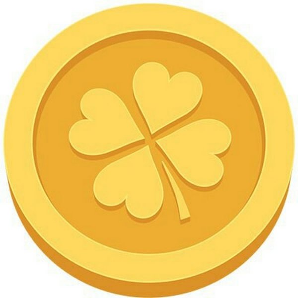 Золотая монета с клевером