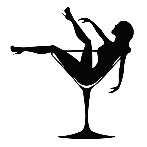 Силуэт девушки с бокалом
