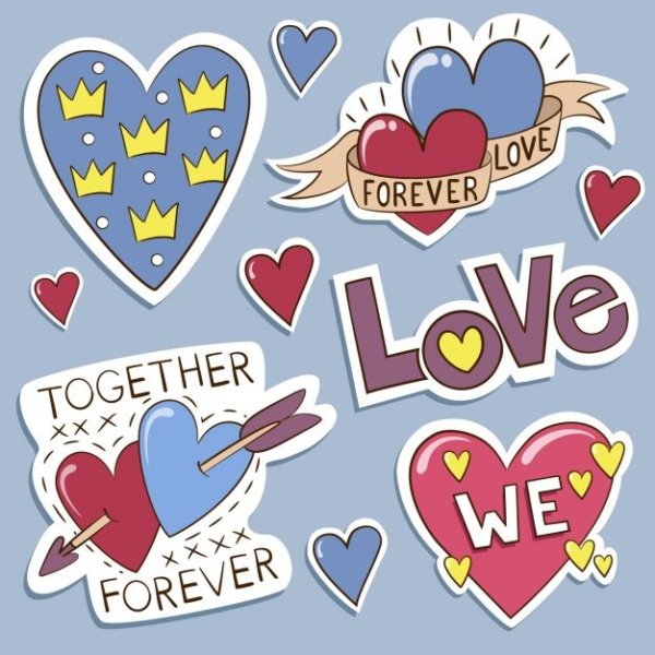 Рисунки для наклеек своими руками сердечки