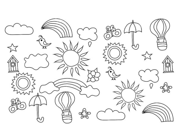 Раскраска для наклеек на тему лето