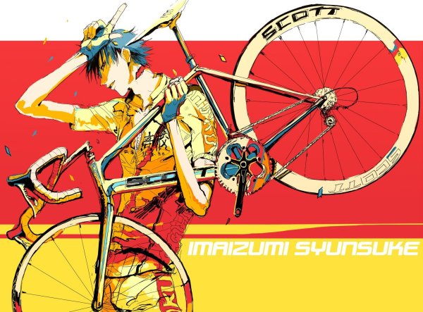 Аниме парень на велосипеде