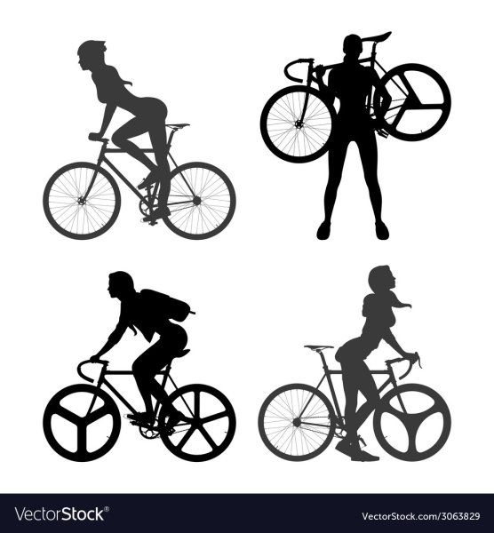 Цветные силуэты велосипедист