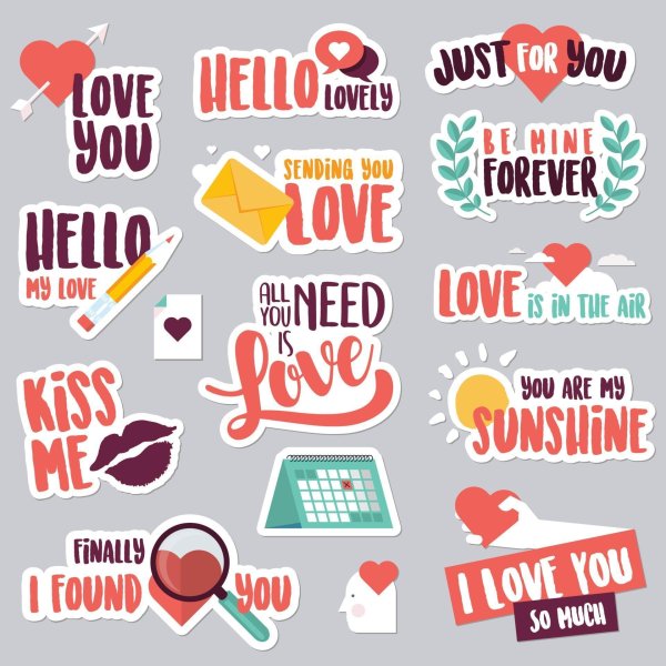 Дизайн для стикеров любовь