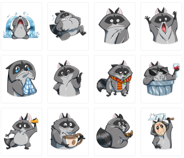 Стикер телеграмм енот Елисей