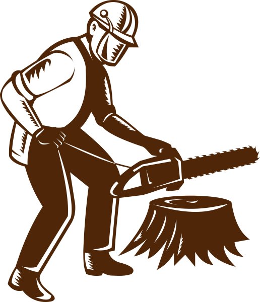 Человек с бензопилой силуэт