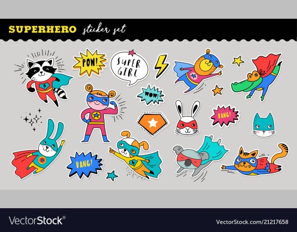 Стикеры супергероев животных