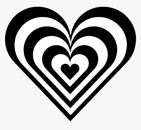 Сердце черно белое