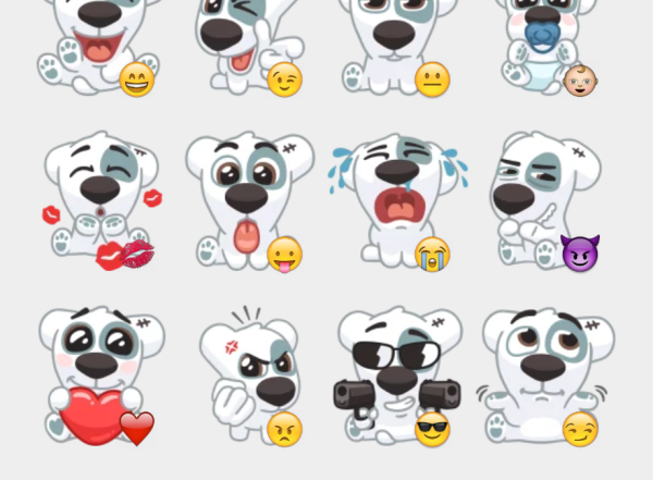 Стикер собачка с сердечком