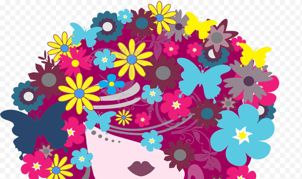 Woman with Flowers vector PNG