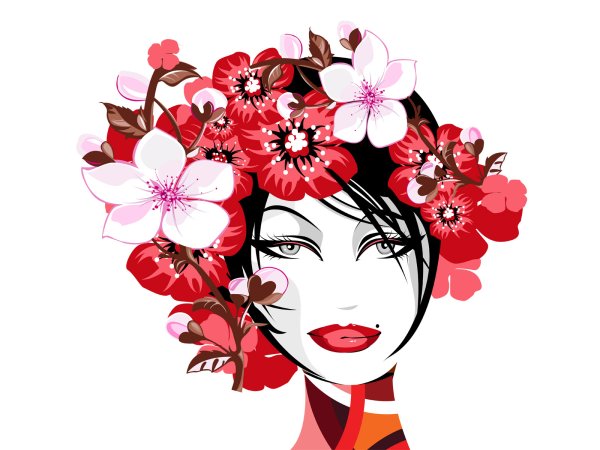 Лицо девушки из цветов