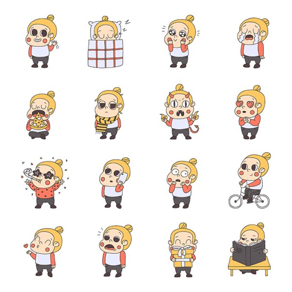 Стикеры типа девочки и типа рисунок