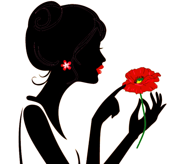 Силуэт женщины с цветами