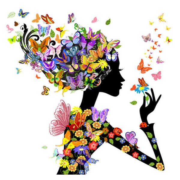 Девушка с бабочками в волосах