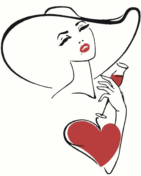 Силуэт женщины с бокалом вина