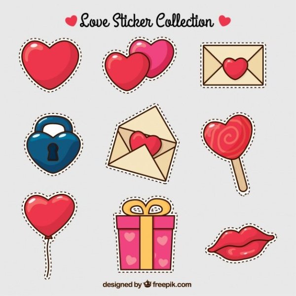 Стикеры валентинки вектор