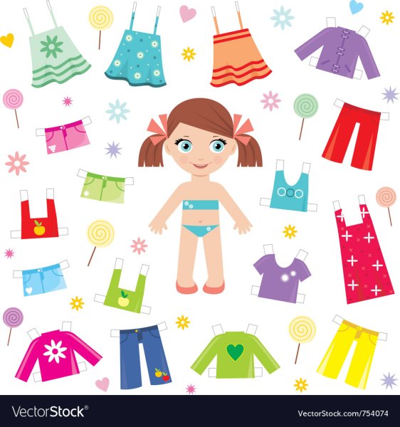 Кукла для одевания вектор