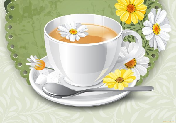 Кружка чая с ромашкой