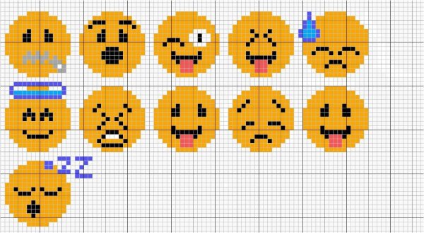 Рисунки по клеточкам Стикеры маленькие