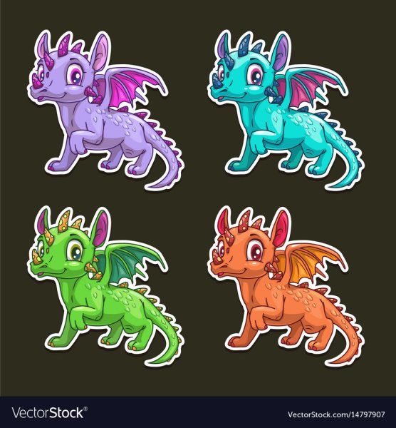 Дракончики вектор Стикеры