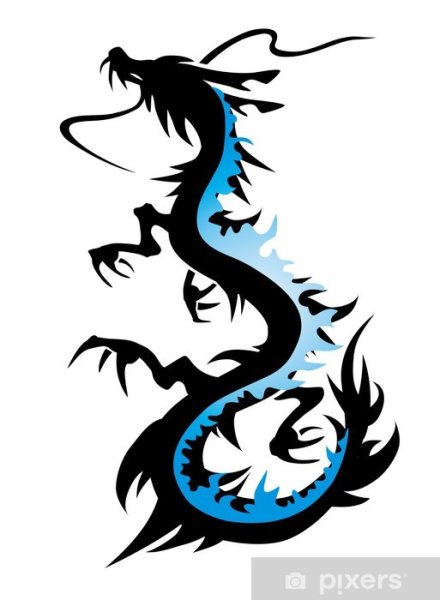 Японский дракон трафарет