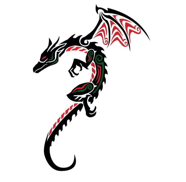 Черно красный дракон тату