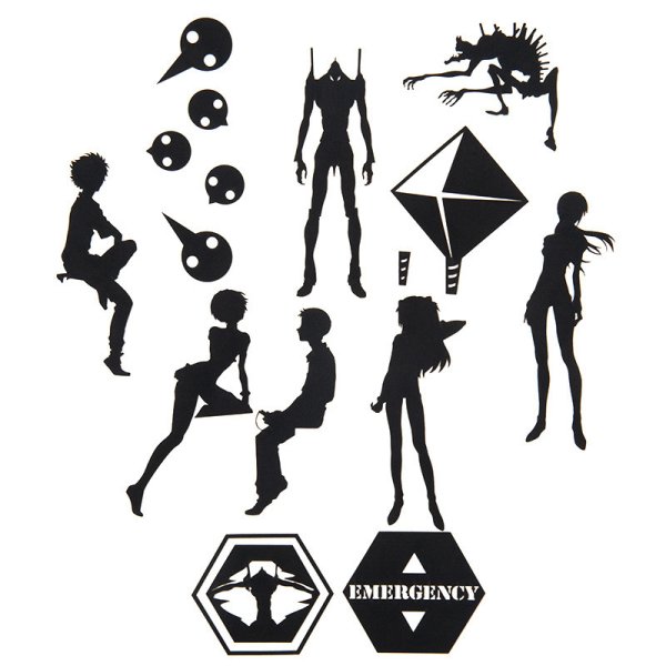 Евангелион наклейки чб