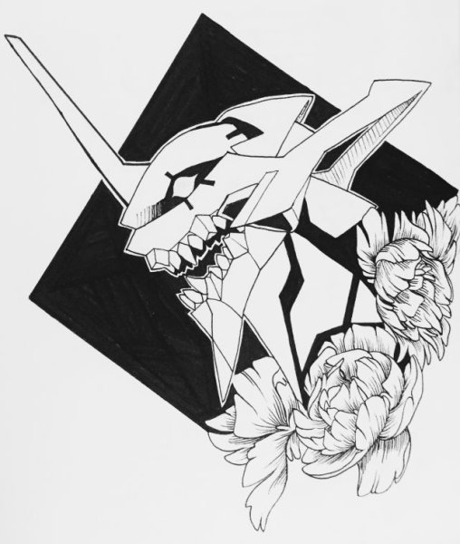 Евангелион ева 01 черно белый