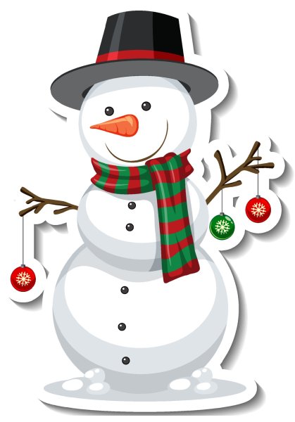 Снеговик вектор стикер