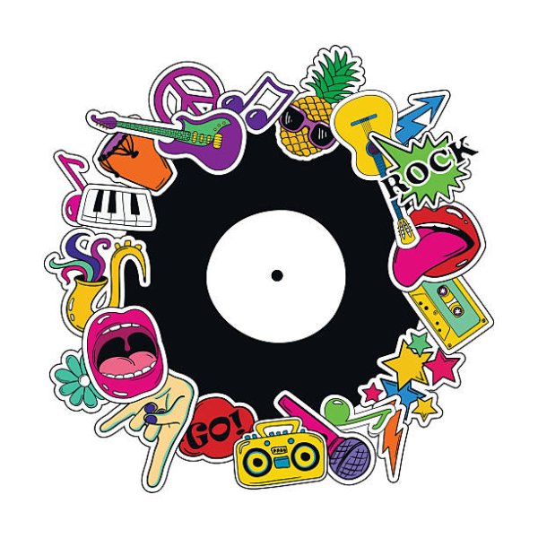 Наклейки в стиле рок н ролл чб