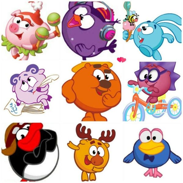 Персонажи мультфильма Смешарики