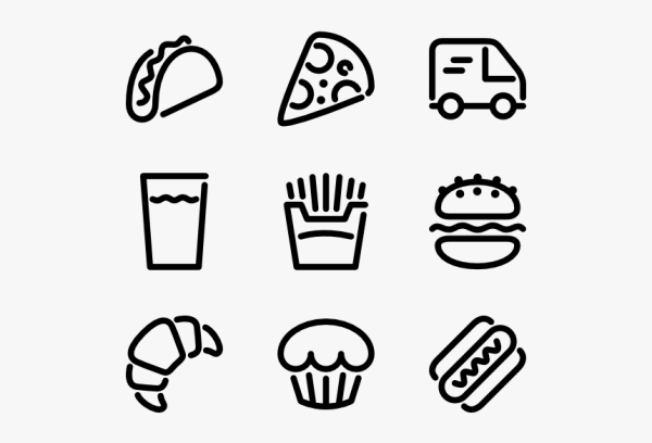 Наклейки еда черно белые