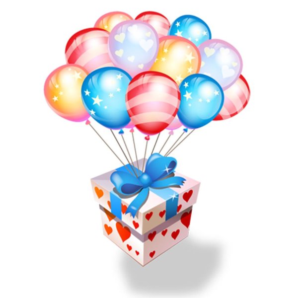 Шарики подарки на прозрачном фоне