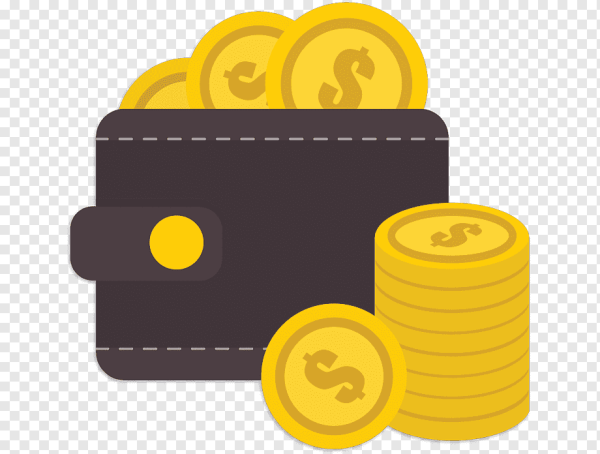 Кошелек с монетами на прозрачном фоне