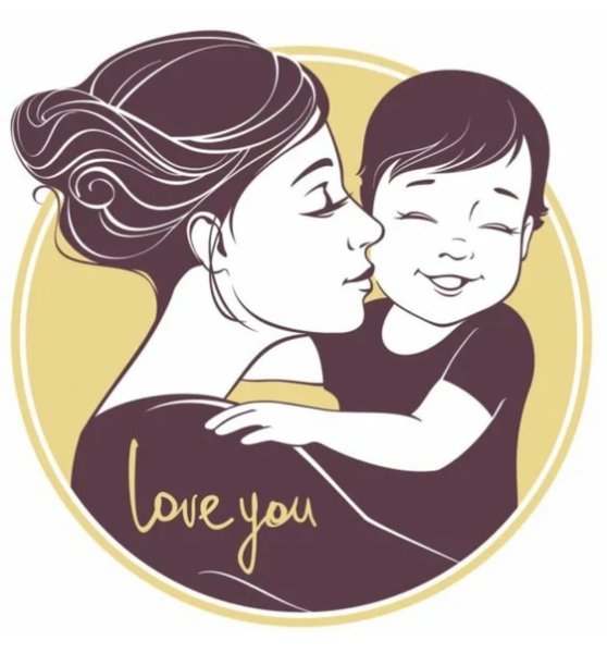 Мать обнимает ребенка силуэт