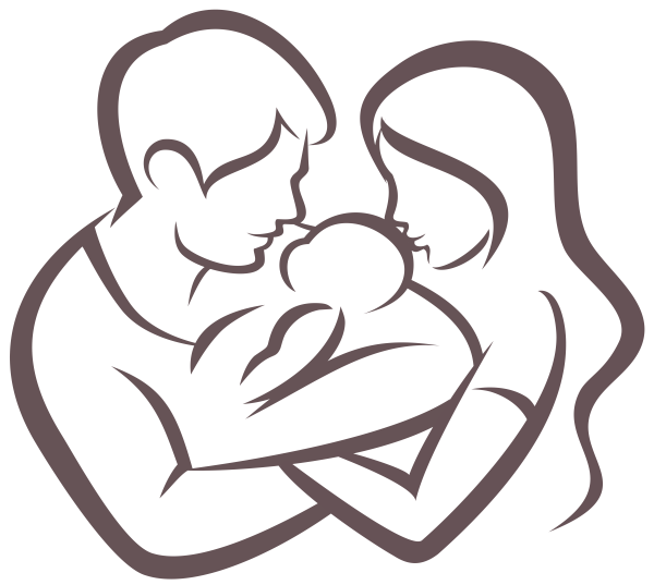 Силуэт семья с младенцем