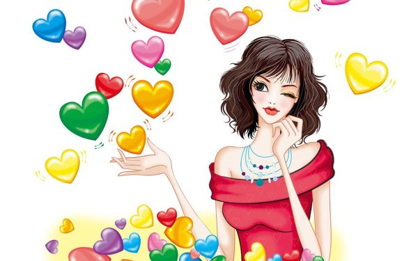 Нарисованная девушка с сердцем