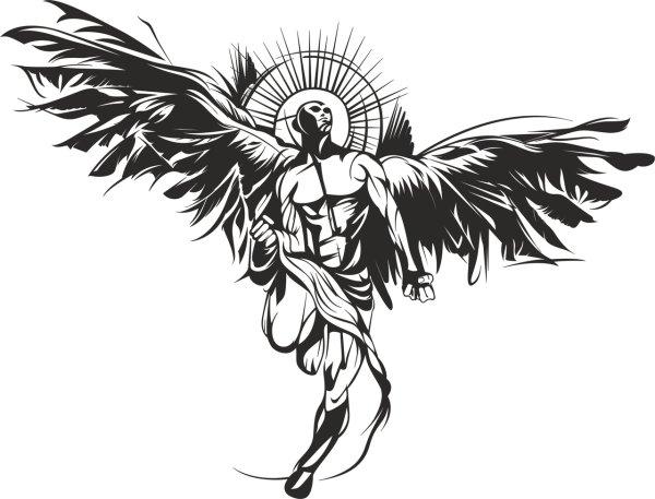 Эскиз тату человек с крыльями