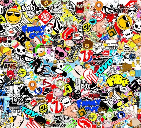 Много наклеек на авто