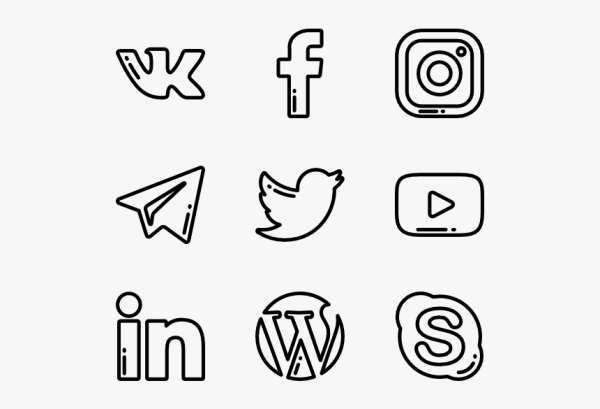 Значки соцсетей чб
