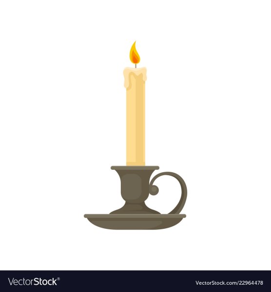 Старинная свеча на прозрачном фоне