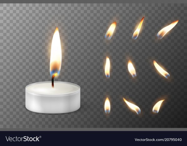 Огонек свечи на прозрачном фоне