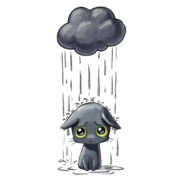 Грустный котик арт