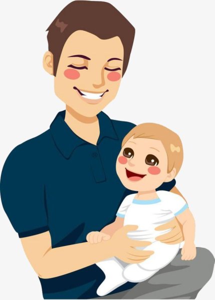 Мультяшный папа с детьми