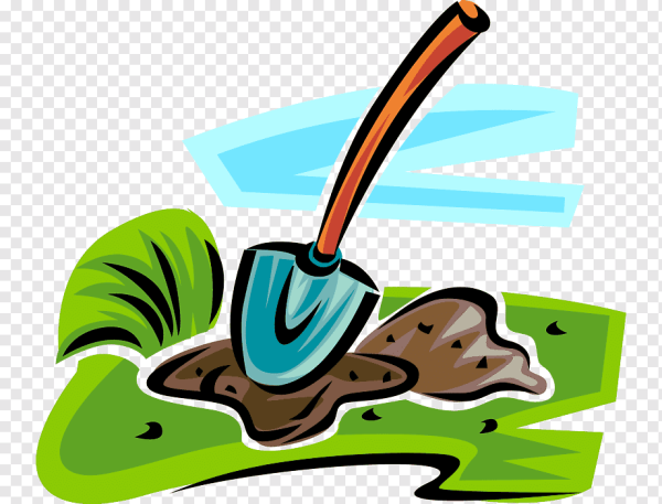 Лопата в земле на прозрачном фоне