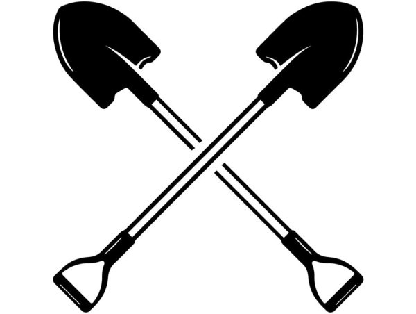 Значок кирка и лопата