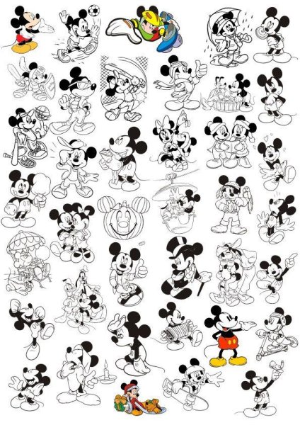 Наклейки Дисней черно белые