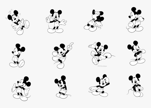 Микки Маус черно белый