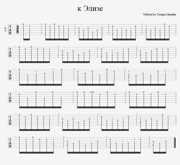 Лист табулатура для бас гитары