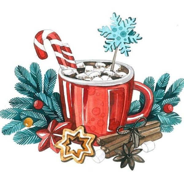 Новогодняя Кружка акварель