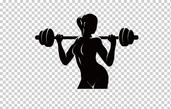 Силуэт девушки с гантелями